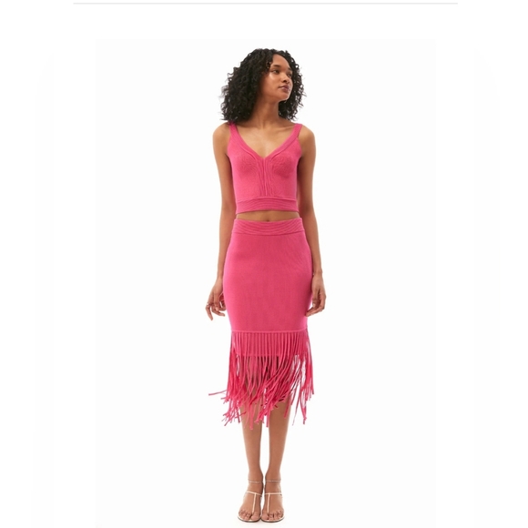 toccin Dresses & Skirts - NWT!! Toccin Women’s Pink Fringe Knit Skirt Set